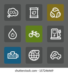 Ecología iconos web set 4, botones planos