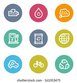 Ecology web icons set 4, color circle buttons