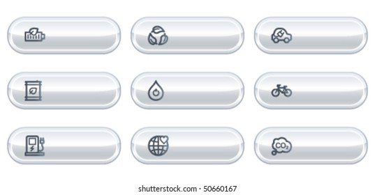 Ecology web icons set 4, white  buttons with copyspace