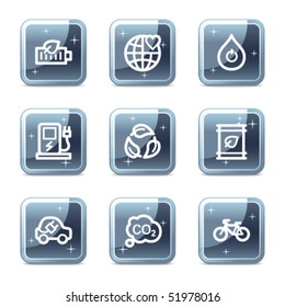 Ecology web icons set 4, mineral square glossy buttons