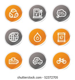 Ecology web icons set 4, orange and grey stickers