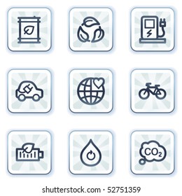 Ecology web icons set 4, white square buttons