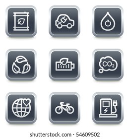 Web-Icons für die Ökologie setzen 4, graue quadratische Schaltflächen