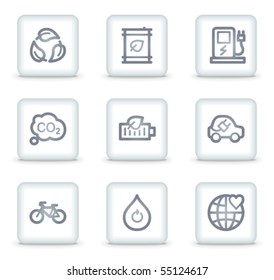 Ecología iconos web conjunto 4, botones cuadrados blancos