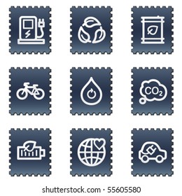 Ecology web icons set 4, navy stamp series