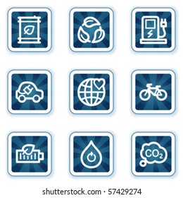 Ecología iconos web set 4, botones de cuadrado marino