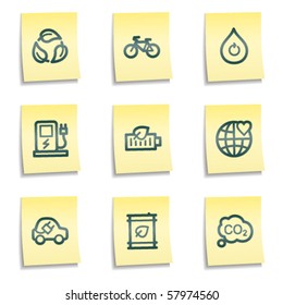 Ecology web icons set 4, yellow notes series