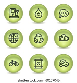 Ecologia conjunto de ícones da web 4, botões de círculo brilhante verde