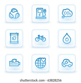Ecology web icons set 4, white square buttons