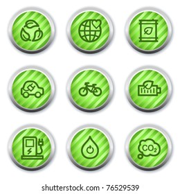 Ecology web icons set 4, green glossy circle buttons