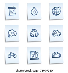 Ecology web icons set 4, blue notes