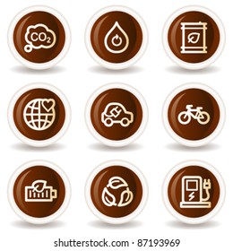 Iconos web de ecología conjunto 4, botones de chocolate