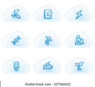 Ecology web icons set 5, cloud buttons