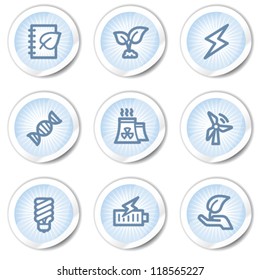 Ecología iconos web conjunto 5, pegatinas azul claro