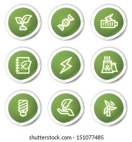 Ecology web icons set 5, green  stickers