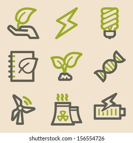 Ecology web icons set 5, vintage series