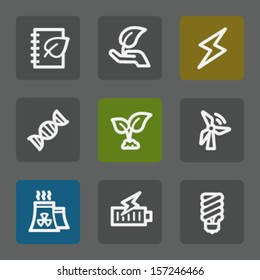 Ecology web icons set 5, flat buttons