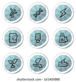 Ecology web icons set 5, blue shine stickers series
