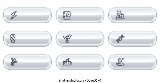 Ecology web icons set 5, white  buttons with copyspace