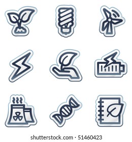 Ecology web icons set 5, deep blue contour sticker series