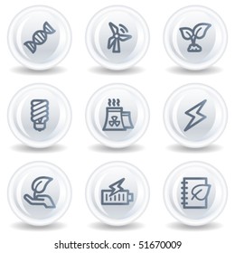 Ecología de iconos web conjunto 5, botones de círculo blanco brillante
