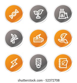 Ecology web icons set 5, orange and grey stickers