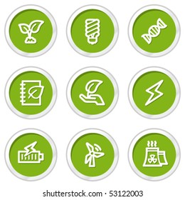 Ecology web icons set 5, green circle buttons