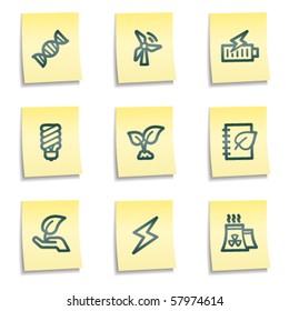 Ecology web icons set 5, yellow notes series