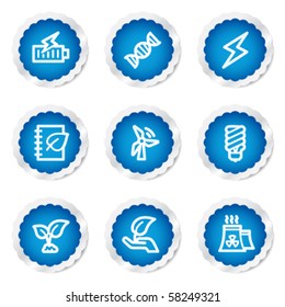 Ecology web icons set 5, blue stickers series