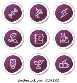 Ecology web icons set 5, purple stickers series
