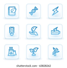 Ecology web icons set 5, white square buttons