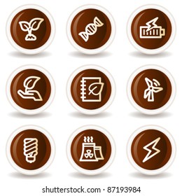 Ecología iconos web set 5, botones de chocolate