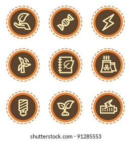 Ecology web icons set 5, vintage buttons
