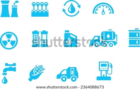 Ecology web icons set 5, green and gray contour series