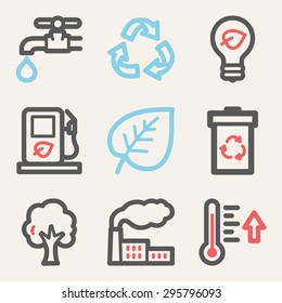 Ecology web icons, square buttons
