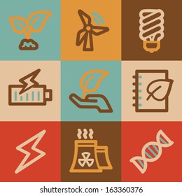 Ecology web icons, vintage series