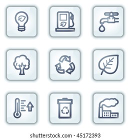 Ecology web icons, white square buttons series