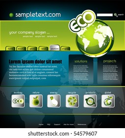 Ecology website template, vector