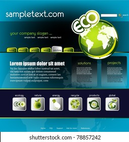 Ecology website template, vector