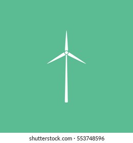 Ecology Wind Energy Flat Icon On Green Background