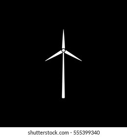 Ecology Wind Energy Flat Icon On Black Background