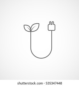 Ecology Wire With Leaf Line Icon On White Background