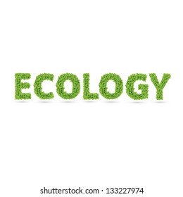 Ecology word made of green vector leafs