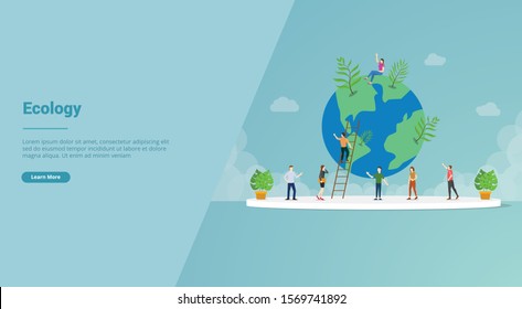 ecology world environment for website template or landing homepage - vector