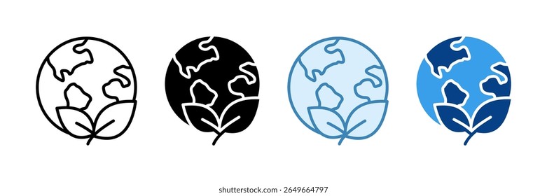 Ecologia Mundo Ícone Definir Coleção de Estilos Múltiplos