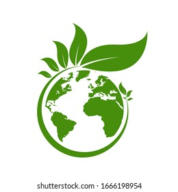 Ecology world symbol, icon. Eco friendly concept for company