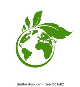 Ecology world symbol, icon. Eco friendly concept for company