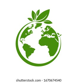 Ecology world symbol, icon. Eco friendly concept for company