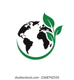 Ecology world symbol, icon. Go green earth