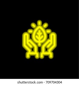 Ecology yellow glowing neon ui ux icon. Glowing sign logo vector